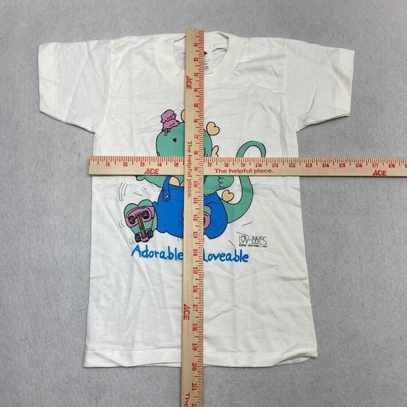 Kids Adorable & Loveable Graphic Tee Thrifted Vintage Style Size S - Picture 5 of 10